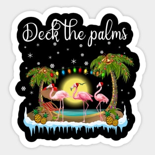 Deck the Palms Merry Flamingo Christmas Sticker